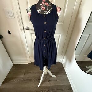 Elegant Navy Sleeveless Dress